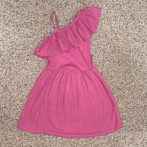 GAP Kids Pink One-Shoulder Ruffle Dress- M